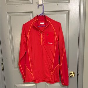 Marmot Vibrant Red Pullover with Bold Orange Trim